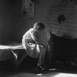 Resettled farm child by Dorothea Lange - Art Print