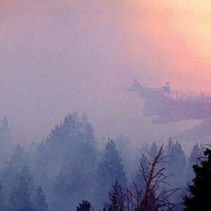 Retardent drops over Forest Fire by Bob Nichols - Art Print