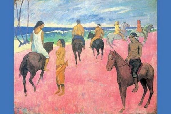 Riding on the beach by Paul Gauguin - Art Print