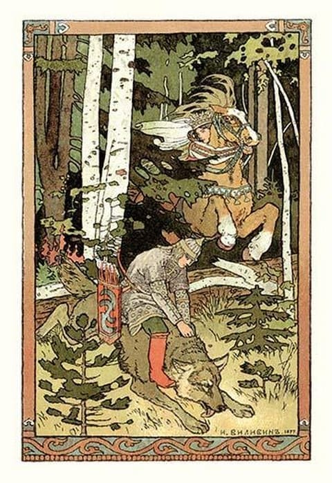 Riding the Wolf by Ivan Bilibin - Art Print