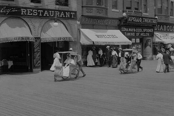 Rolling Chairs on Atlantic City Boardwalk - Art Print