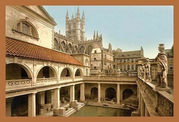 Roman Baths and Abbey at Bath by Detroit Photographic Company - Art Print