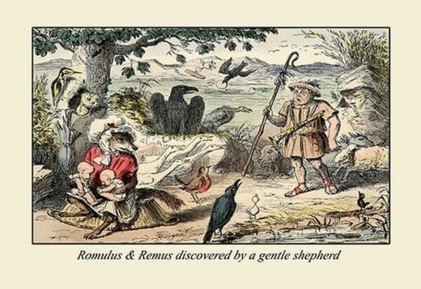 Romulus and Remus Discovered by a Gentle Shepherd by John Leech - Art Print