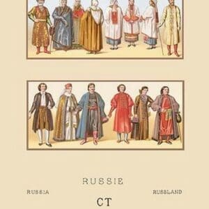 Russi Historical Figures and Popular Costumes #2 by Auguste Racinet - Art Print