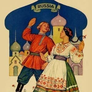 Russian dancers in a folk costume by Needlecraft Magazine #2 - Art Print