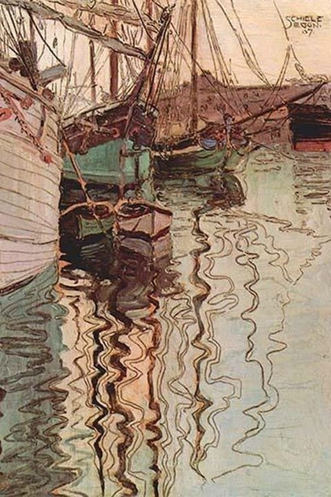 Sailboats in Wollenbewegten Water by Egon Schiele - Art Print