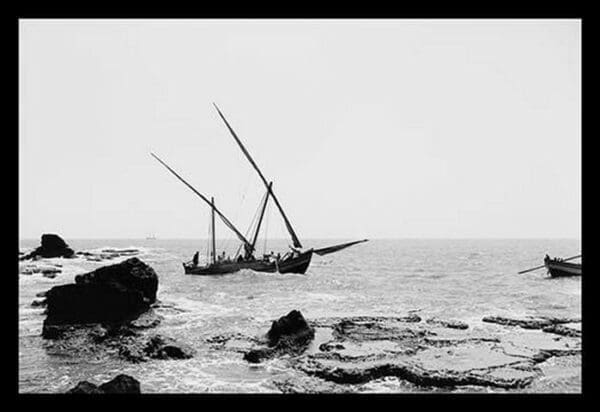 Sailing Vessel Among the Rocks at Jaffa - Art Print