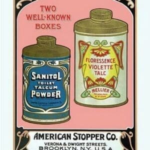 Sanitol Talcum Powder and Floressence Violette Talc - Art Print