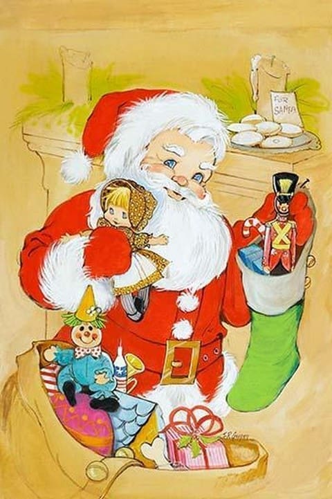 Santa Claus Delivers by Irene Geiger - Art Print