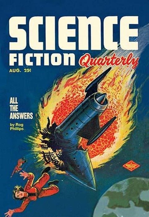 Science Fiction Quarterly: Comet Crashes into Rocket - Art Print