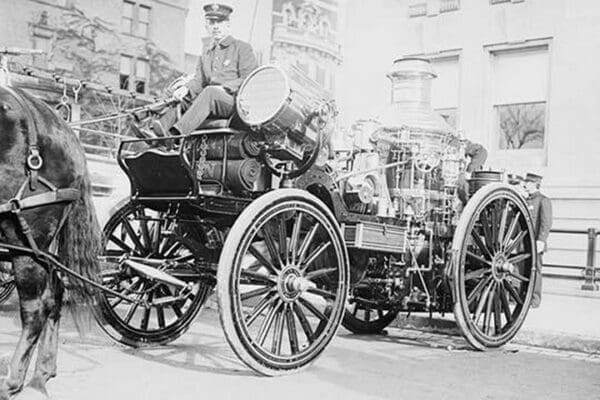 Searchlight on Horse Drawn Steam Boiler Fire Truck - Art Print