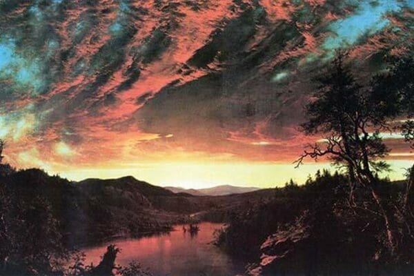 Secluded landscape in the sunset by Frederic Edwin Church - Art Print