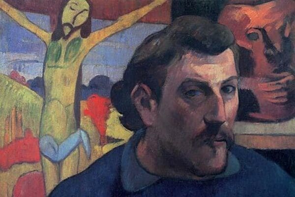 Self portrait with yellow Christ by Paul Gauguin - Art Print