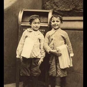 Selling Papers at the Reading Terminal Market in Philadelphia by Lewis Wickes Hine - Art Print