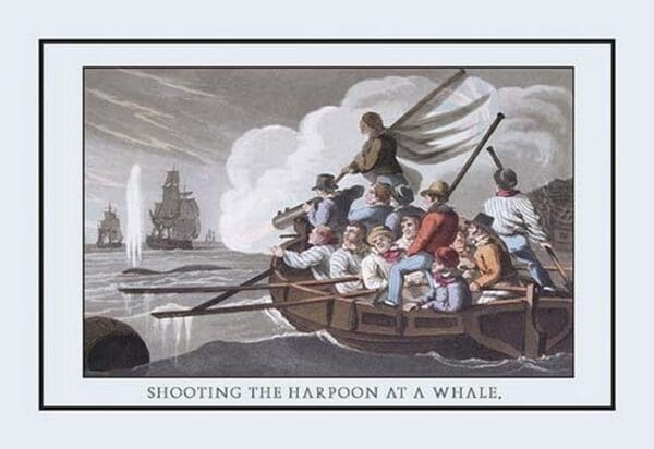 Shooting the Harpoon at a Whale by J.H. Clark - Art Print