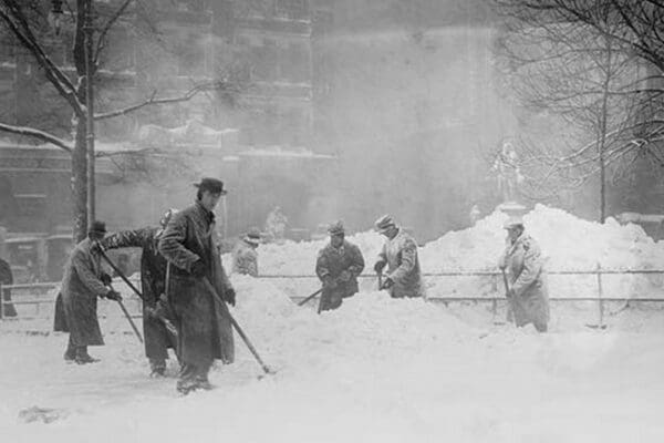 Shoveling Snow in City Hall Park