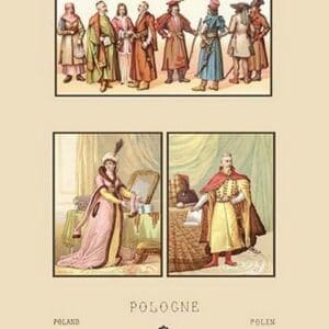 Sixteenth Century Fashions of the Polish Nobility #2 by Auguste Racinet - Art Print