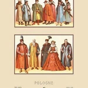 Sixteenth Century Fashions of the Polish Nobility by Auguste Racinet - Art Print