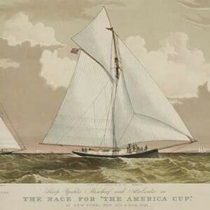 Sloop yachts Mischief and Atalanta in the race for 'The America Cup' - Art Print