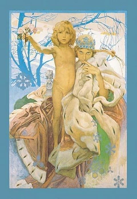 Snow Queen and Child by Alphonse Mucha - Art Print