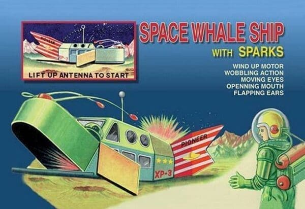 Space Whale Ship with Sparks - Art Print