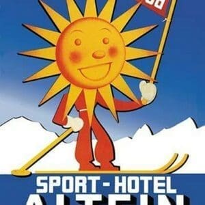 Sport Hotel Altein: Sun-Headed Skier by seiler - Art Print