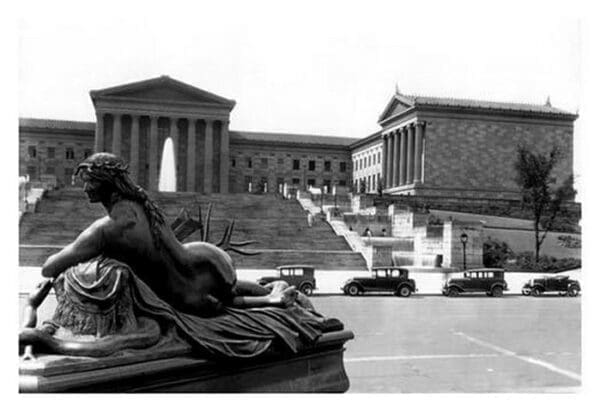 Statue in Front of Philadelphia Museum of Art by FREE LIBRARY OF PHILADELPHIA - Art Print