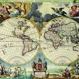 Stereographic Map of the World by Moses Pitt - Art Print