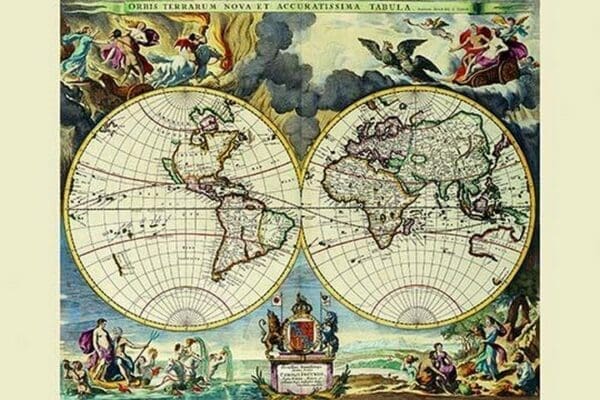 Stereographic Map of the World by Moses Pitt - Art Print