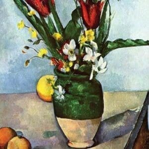 Still Life with Tulips & Apples by Paul Cezanne - Art Print