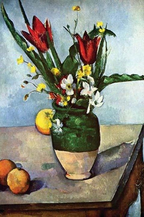 Still Life with Tulips & Apples by Paul Cezanne - Art Print