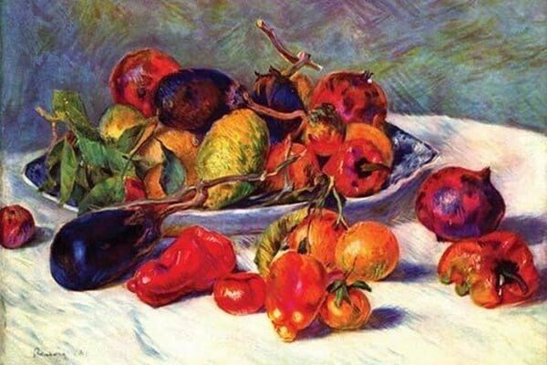 Still life with tropical fruits by Pierre-August Renoir - Art Print