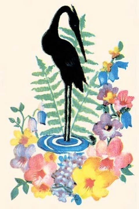 Stork and Flowers - Art Print