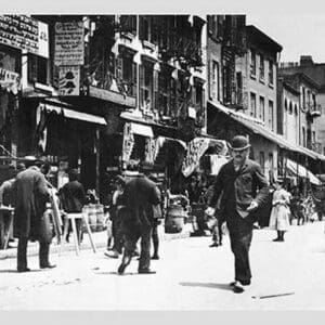 Street Level View of People Walking on Hester Street - Art Print