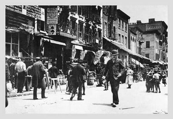 Street Level View of People Walking on Hester Street - Art Print