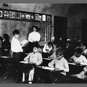 Students and Teacher in Public School Classroom - Art Print