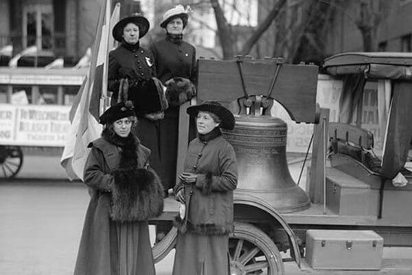 Suffragettes Sport a Replica of the Liberty Bell - Art Print