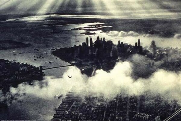 Sunset over New York City by Fairchild Aerial Surveys Inc. - Art Print