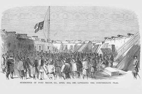 Surrender & Lowering the Confederate Flag at Fort Macon