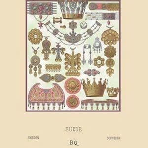 Swedish Jewelry and Ornaments by Auguste Racinet - Art Print