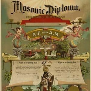 Symbols - Masonic Diploma by Strobridge & Gerlach - Art Print