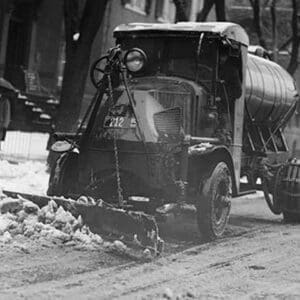 Tank Truck with Snow Plow Cleans the Streets - Art Print