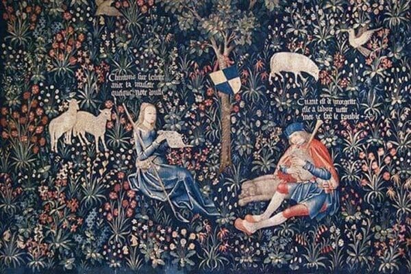 Tapestry of Shepherds making Music - Art Print