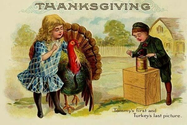 Thanksgiving; Tommy's First and Turkey's Last Picture - Art Print