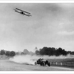 The Airplane races the Automobile - Art Print