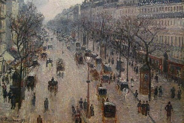 The Boulevard Montmartre on a Winter Morning by Camille Pissarro - Art Print