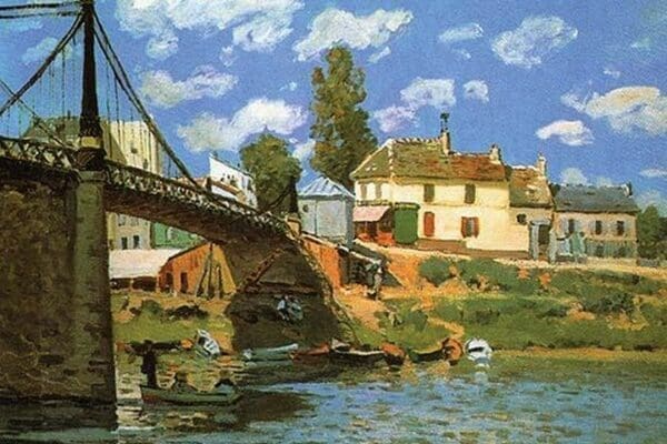 The Bridge at Villeneuve-la-Garenne by Alfred Sisley - Art Print