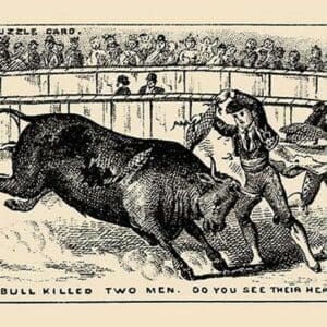 The Bull Killed Two Men. Do you see their heads? by Theo Leonhardt & Son - Art Print