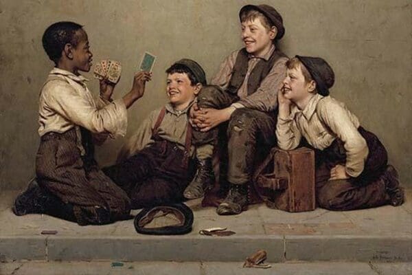 The Card Trick by John George Brown - Art Print