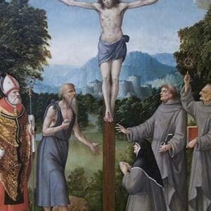 The Crucifixion with Saints by Martino Plazza - Art Print